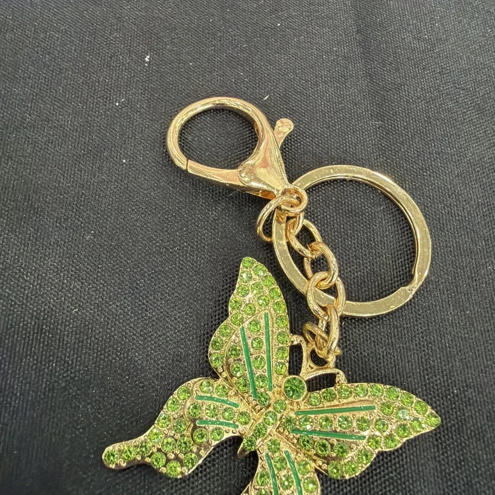 Butterfly Bows Rhinestone Key Chain Ring Charms Bling‎ Silver Gold Butterflies